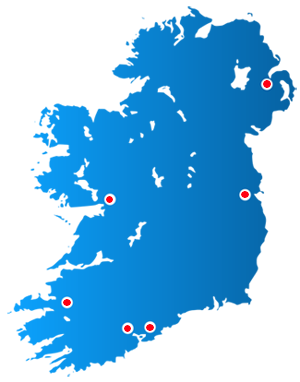 Map of locations in Ireland